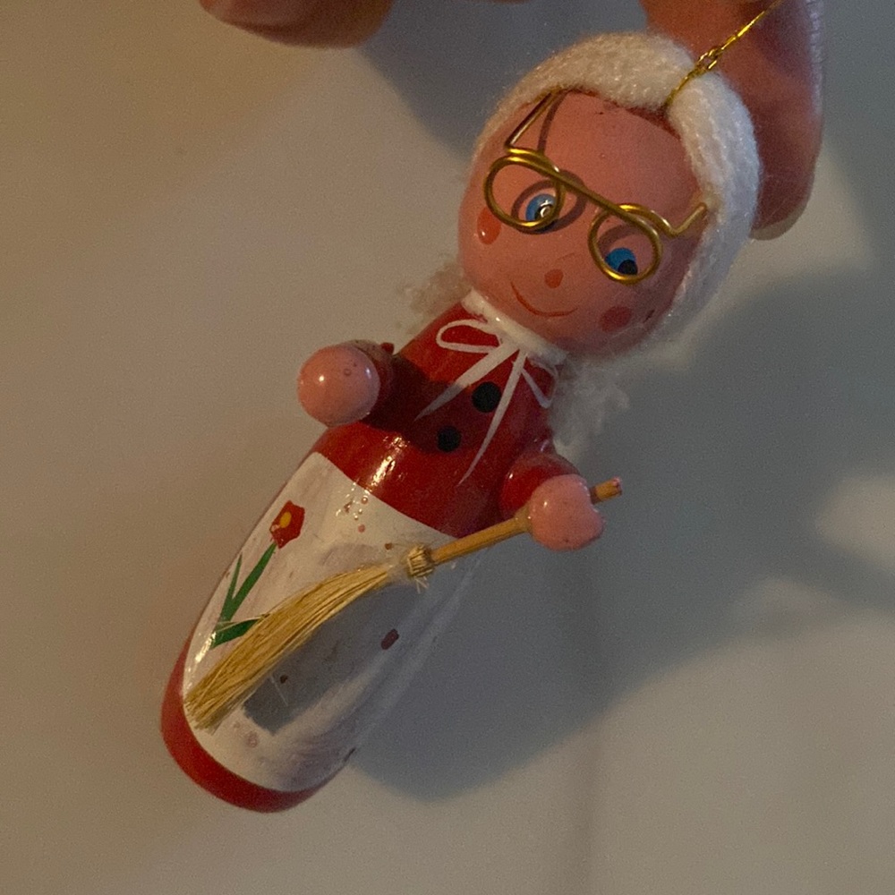 Scandinavian wooden doll ornament